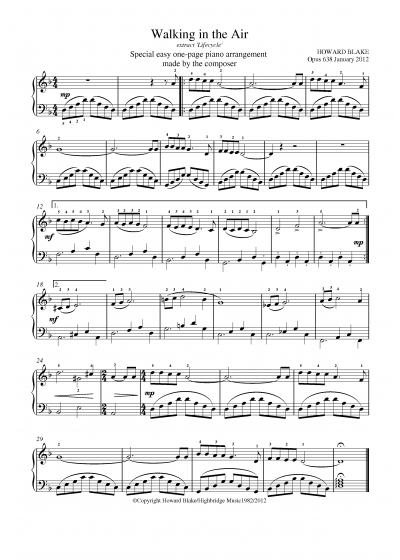 Walking in the Air - Easy Piano (1 Page)